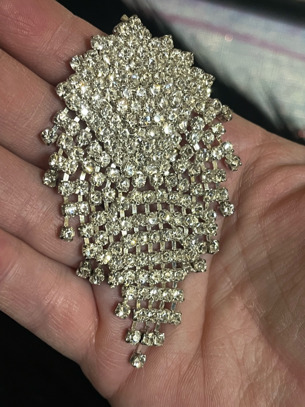 Vintage Cascading Rhinestone Brooch - Picture 8 of 8